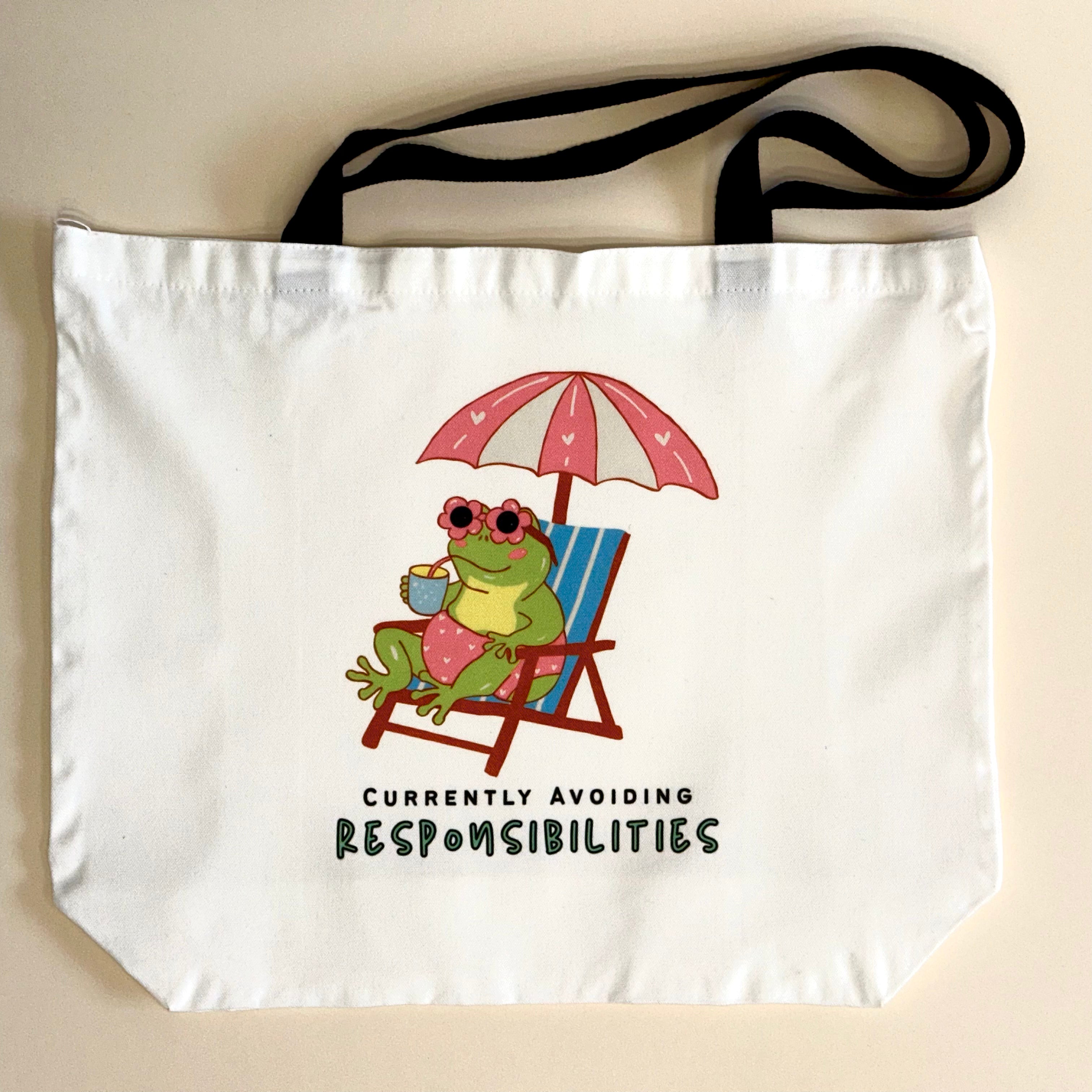 Currently Avoiding Responsibilities- Large Tote Bag