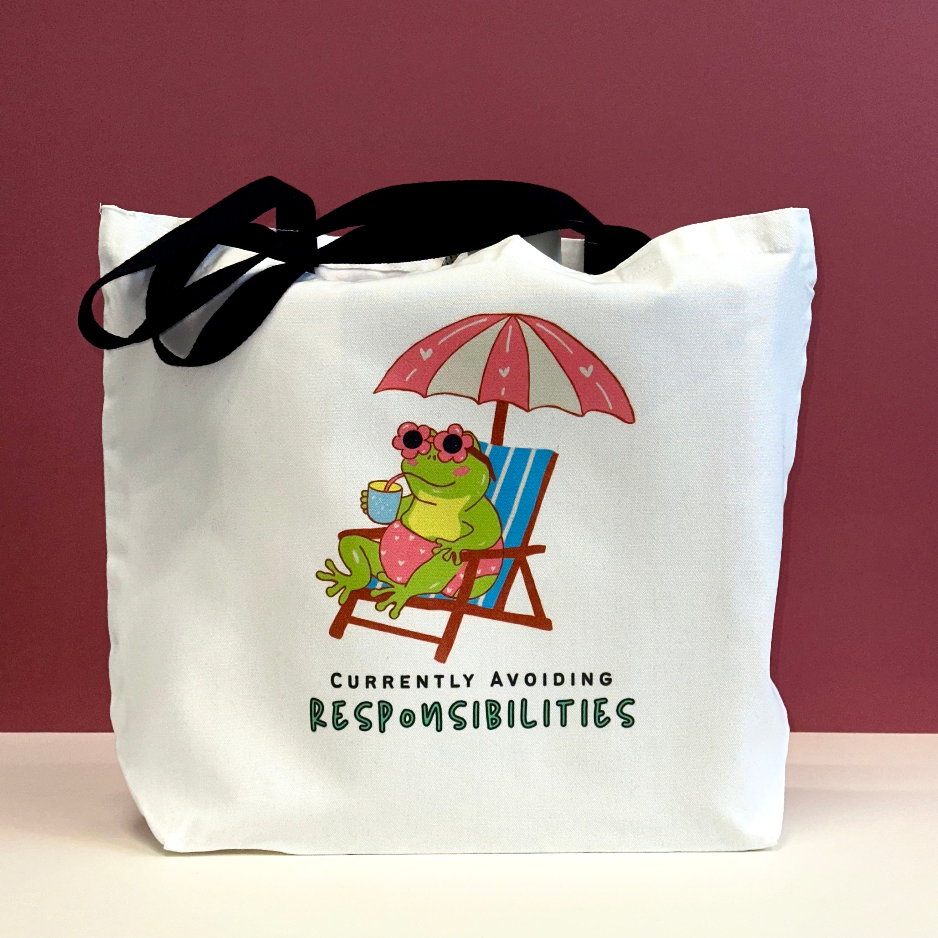 Currently Avoiding Responsibilities- Large Tote Bag
